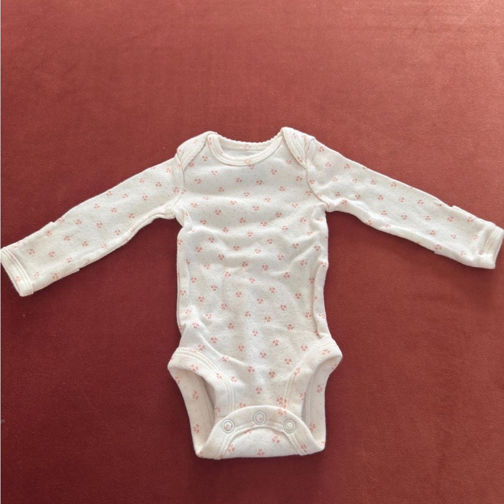 Carter's White and Pink Floral Bodysuit